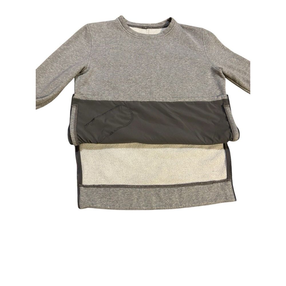 Lululemon Yes Fleece Crewneck Sweatshirt Gray Side Zips Pocket Size 6 Activewear - Picture 3 of 10